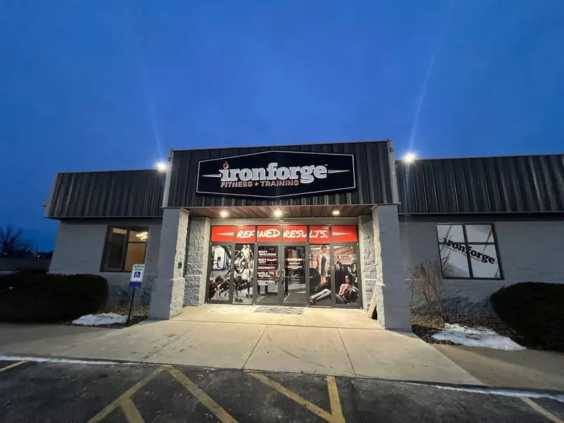 Iron Forge Fitness and Training exterior at dusk